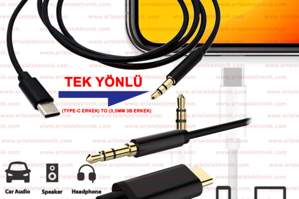 ARA KABLO (3,5MM 3B ERKEK) TO (TYPE-C ERKEK) (AR 54782 )